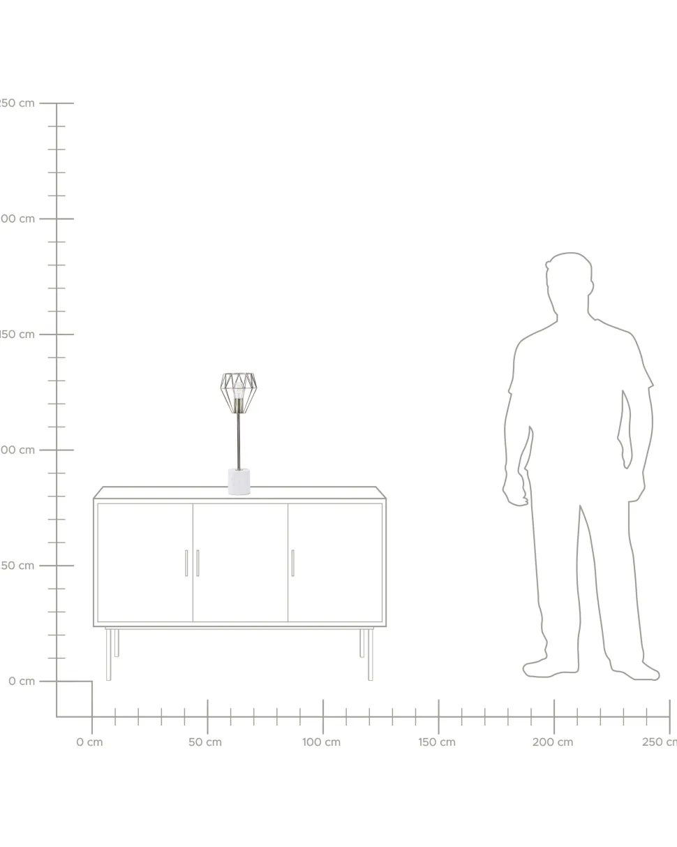 Candeeiro De Mesa Branco E Cor De Bronze 53 Cm Mooni Grande