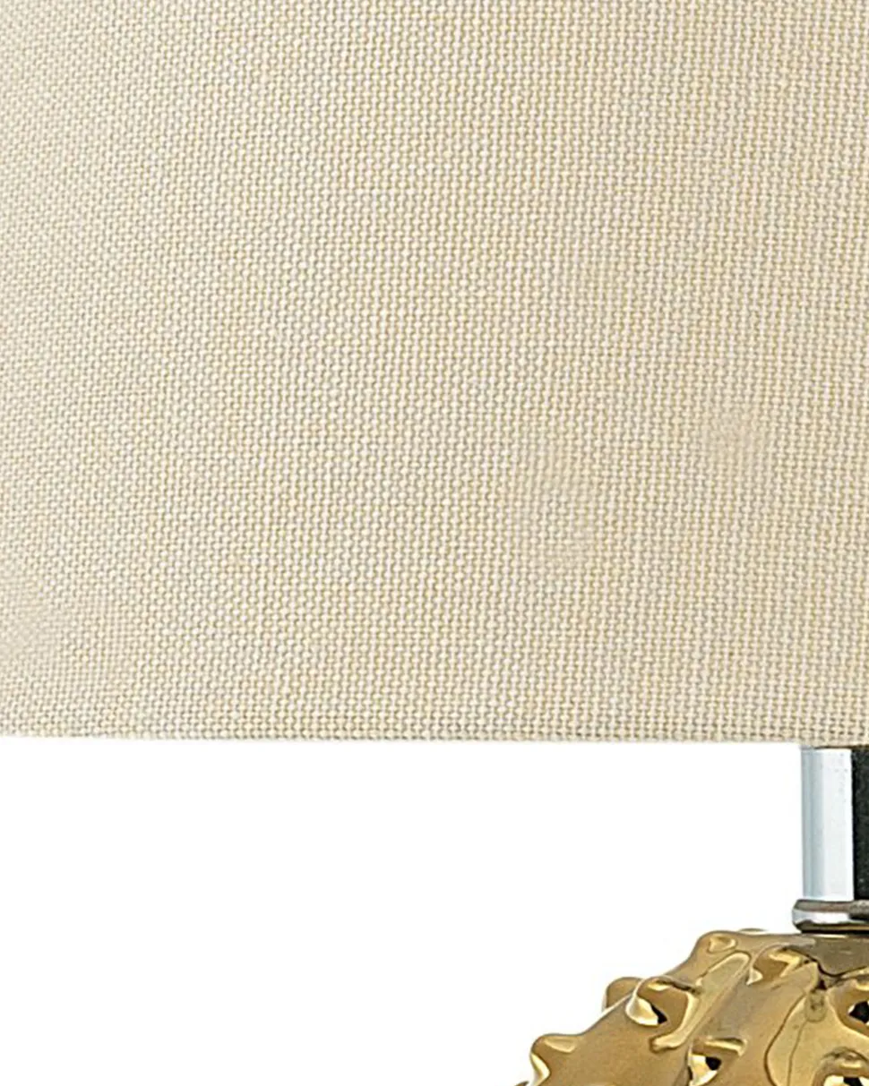 Candeeiro De Mesa Branco E Dourado Velise