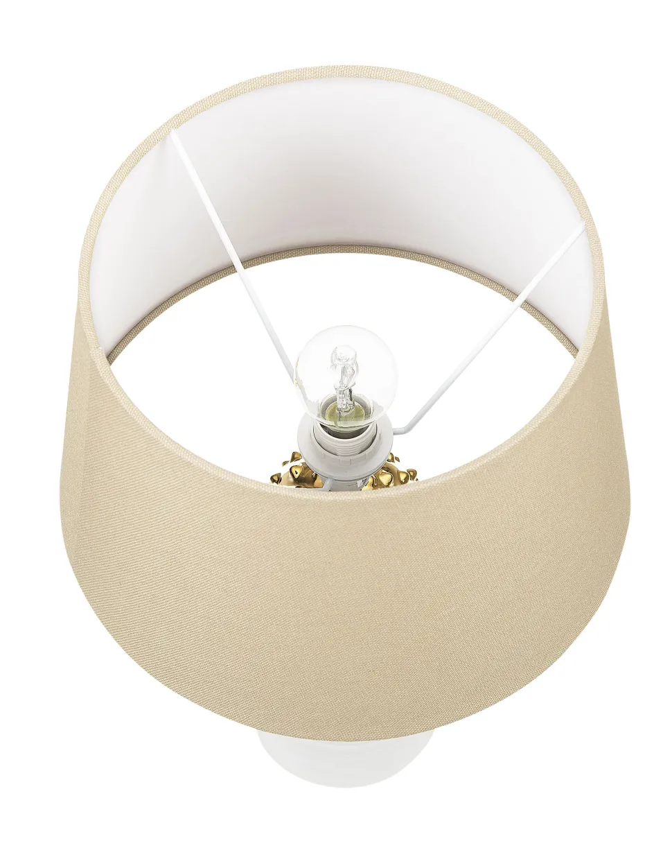 Candeeiro De Mesa Branco E Dourado Velise