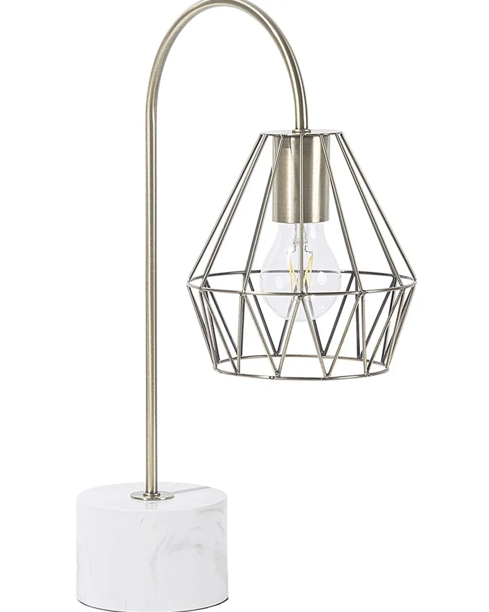 Candeeiro De Mesa Branco E Cor De Bronze 50 Cm Mooni