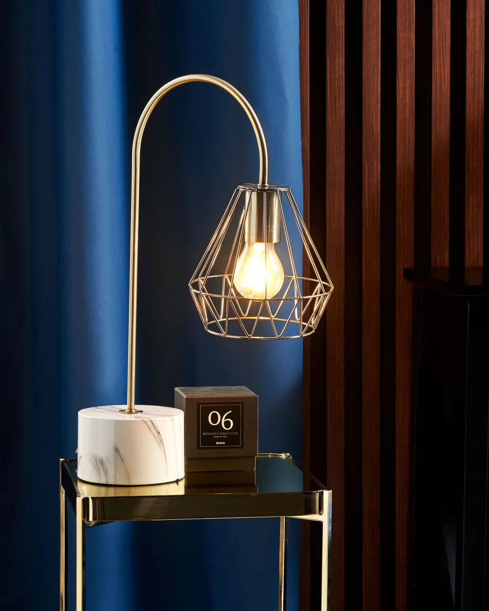 Candeeiro De Mesa Branco E Cor De Bronze 50 Cm Mooni