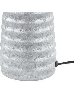 Candeeiro De Mesa Ceramica Prateada E Abajur Preto 58 Cm Vilnia