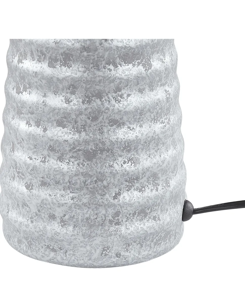 Candeeiro De Mesa Ceramica Prateada E Abajur Preto 58 Cm Vilnia