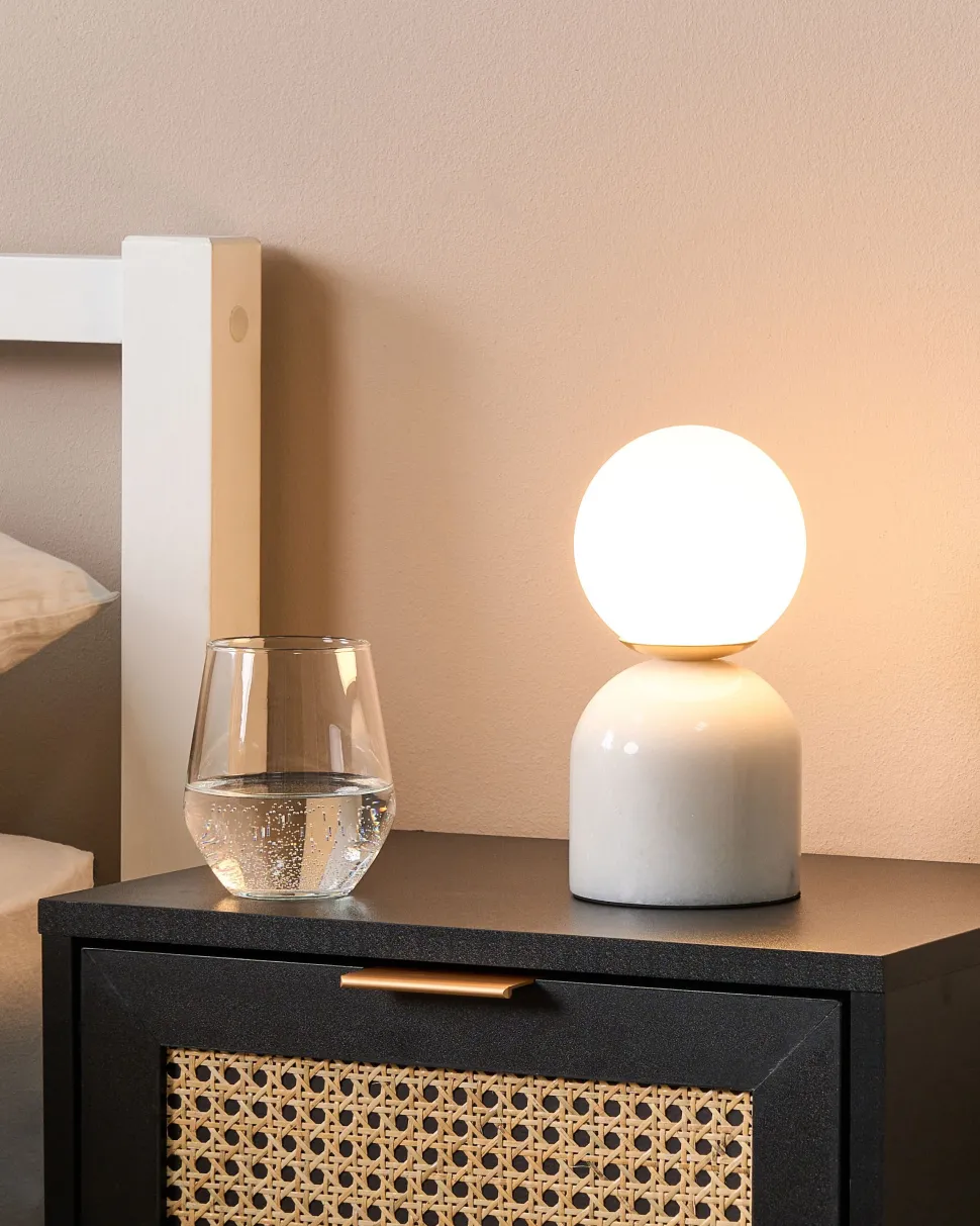 Candeeiro De Mesa Com Efeito De Marmore Branco 21 Cm Kiwi