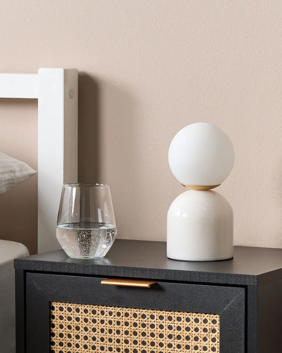 Candeeiro De Mesa Com Efeito De Marmore Branco 21 Cm Kiwi