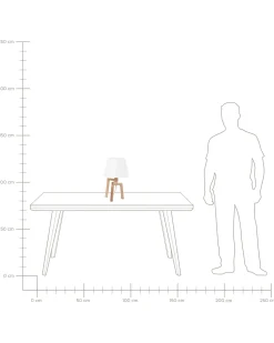 Candeeiro De Mesa Com Pernas De Madeira E Abajur Branco Nalon