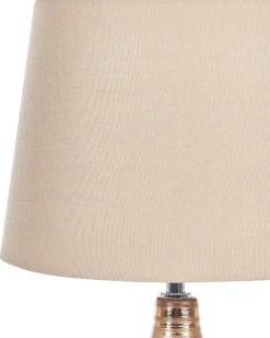 Candeeiro De Mesa De Ceramica Creme E Castanho Dourado 47 Cm Wari