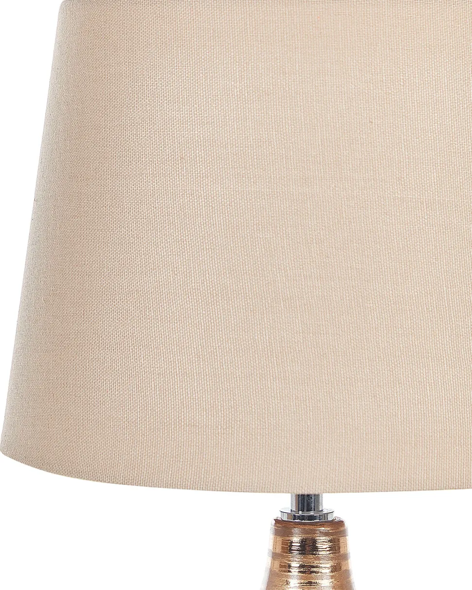 Candeeiro De Mesa De Ceramica Creme E Castanho Dourado 47 Cm Wari