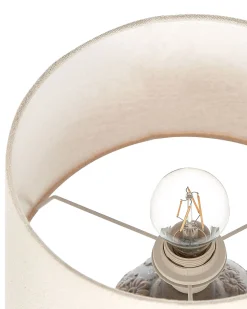 Candeeiro De Mesa De Ceramica Cinzento E Creme 46 Cm Ferrey