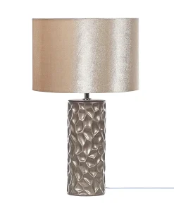 Candeeiro De Mesa De Ceramica Dourado E Creme 50 Cm Sankuru