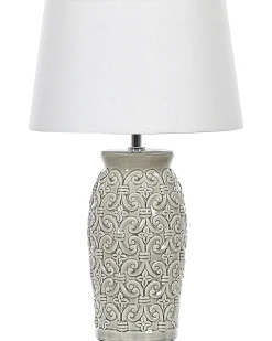 Candeeiro De Mesa De Ceramica Cinzento Claro E Branco 48 Cm Khoper