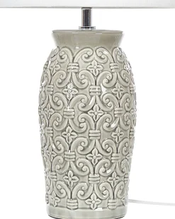 Candeeiro De Mesa De Ceramica Cinzento Claro E Branco 48 Cm Khoper