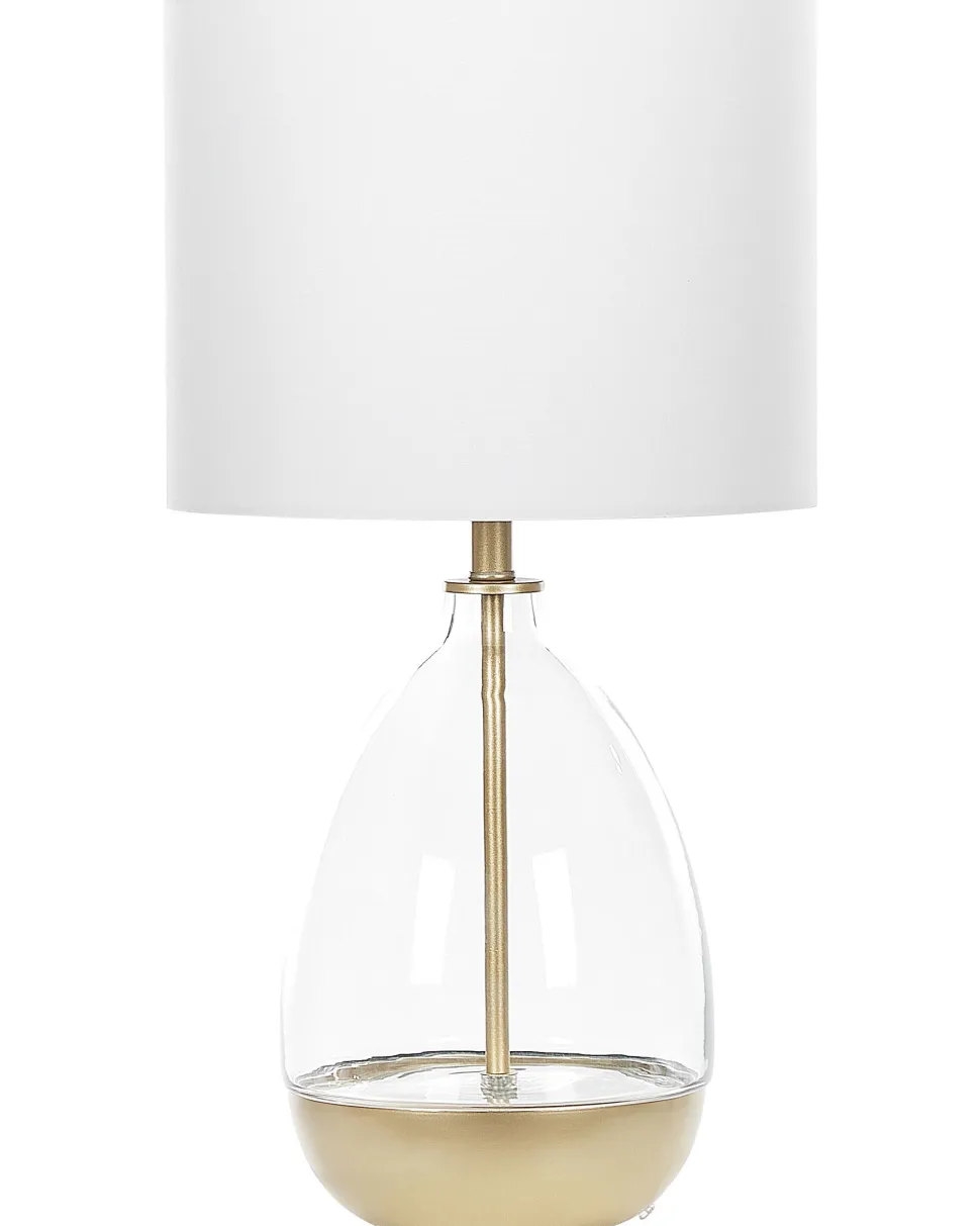 Candeeiro De Mesa Dourado E Branco Okari