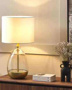 Candeeiro De Mesa Dourado E Branco Okari