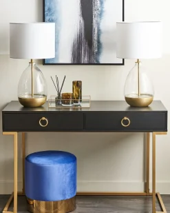 Candeeiro De Mesa Dourado E Branco Okari