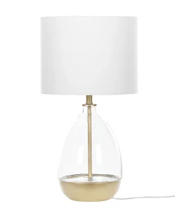 Candeeiro De Mesa Dourado E Branco Okari