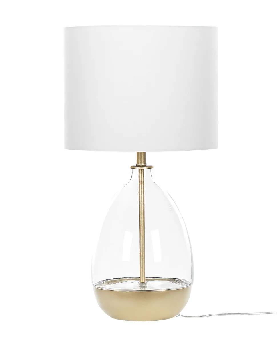 Candeeiro De Mesa Dourado E Branco Okari