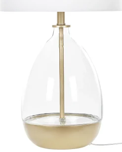 Candeeiro De Mesa Dourado E Branco Okari