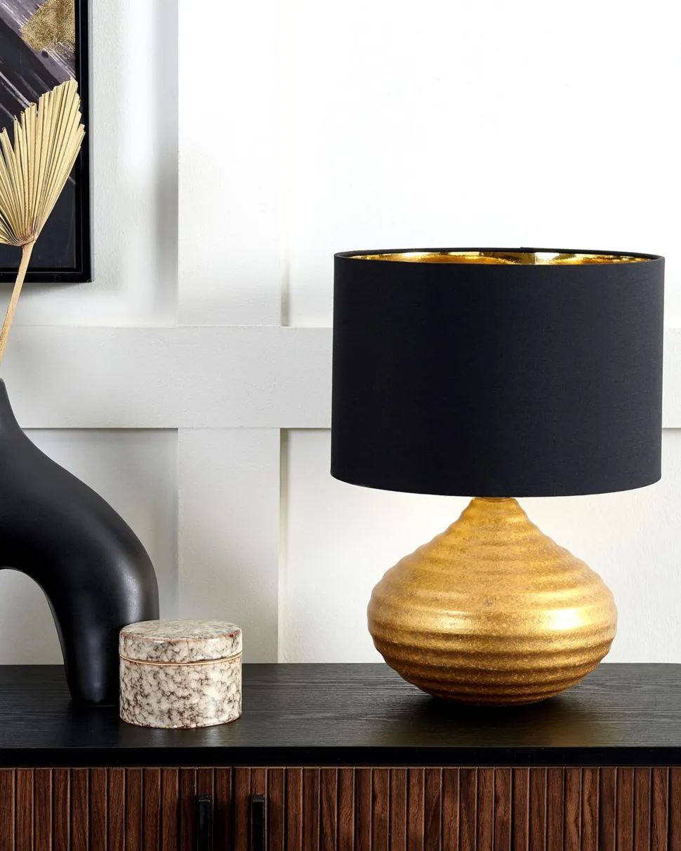 Candeeiro De Mesa Dourado 42 Cm Kuban