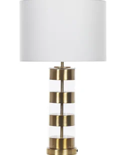 Candeeiro De Mesa Dourado E Branco 63 Cm Beatton