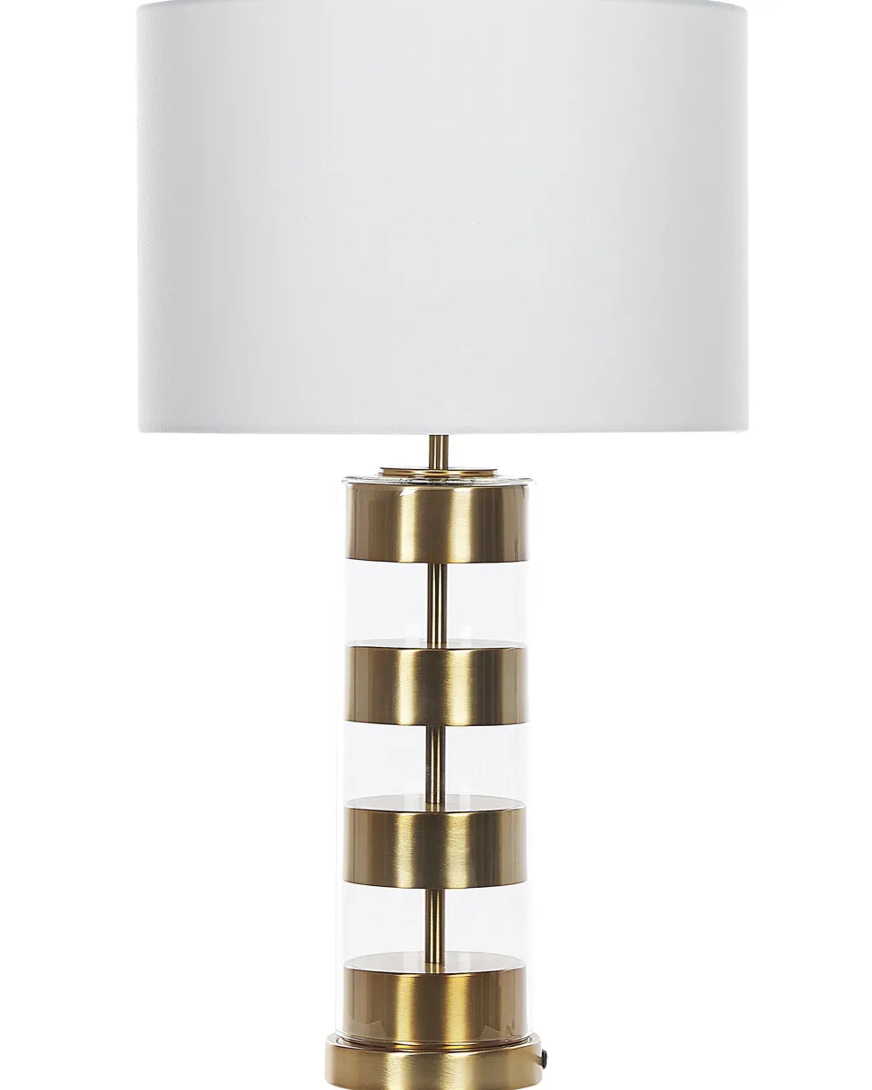 Candeeiro De Mesa Dourado E Branco 63 Cm Beatton