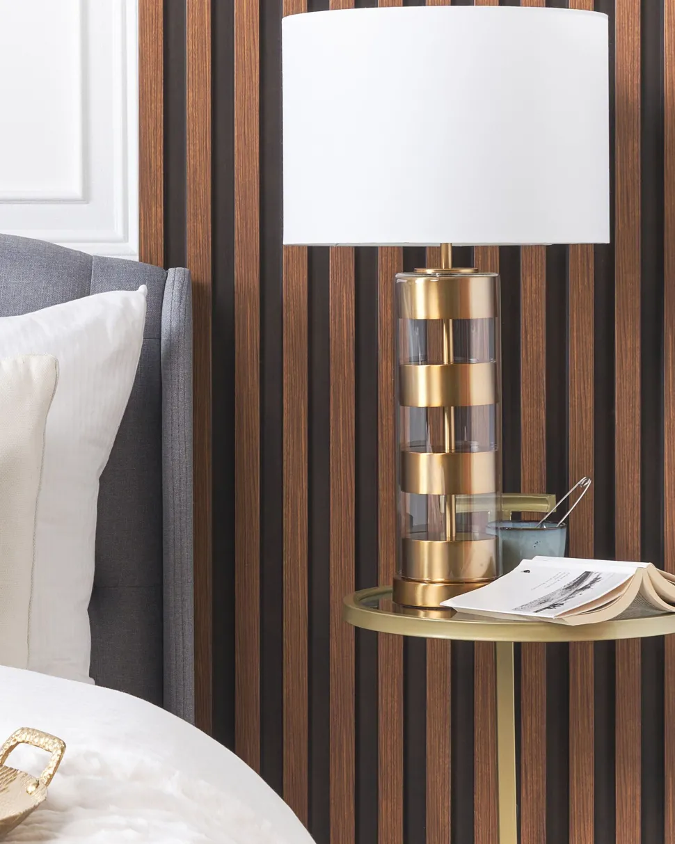 Candeeiro De Mesa Dourado E Branco 63 Cm Beatton