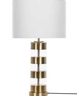 Candeeiro De Mesa Dourado E Branco 63 Cm Beatton