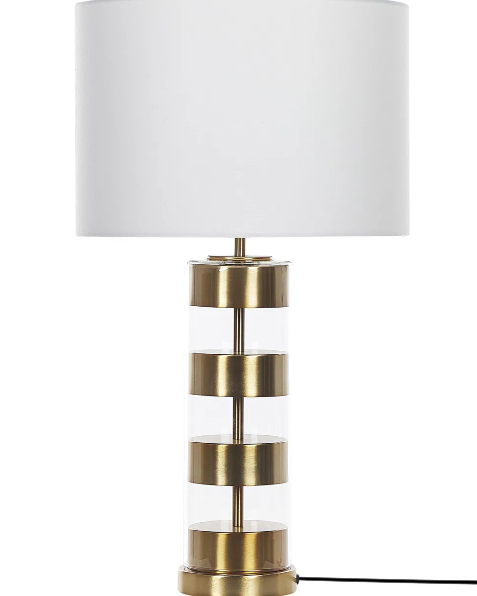 Candeeiro De Mesa Dourado E Branco 63 Cm Beatton