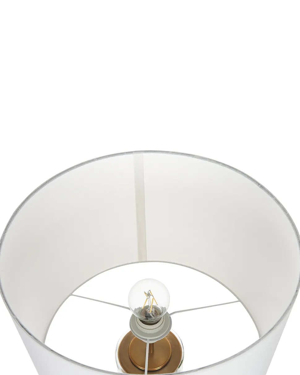 Candeeiro De Mesa Dourado E Branco 63 Cm Beatton