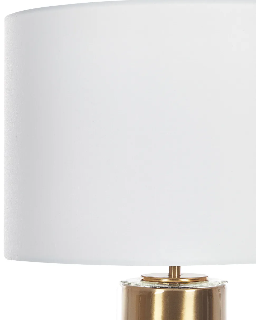 Candeeiro De Mesa Dourado E Branco 63 Cm Beatton