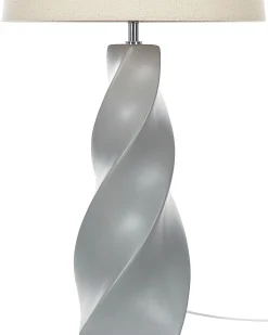 Candeeiro De Mesa Em Ceramica Cinzento E Creme 71 Cm Belaya