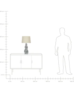 Candeeiro De Mesa Em Ceramica Cinzento E Creme 71 Cm Belaya