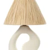Candeeiro De Mesa Em Ceramica Branca 42 Cm Barbas