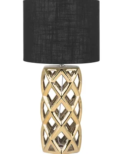 Candeeiro De Mesa Em Ceramica Dourada E Preto 71 Cm Selja