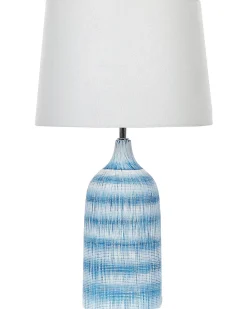 Candeeiro De Mesa Em Ceramica Azul E Creme 66 Cm Georgina