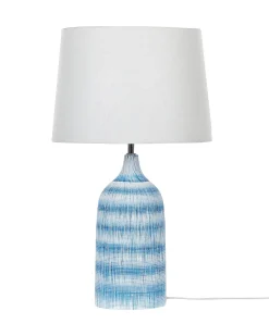 Candeeiro De Mesa Em Ceramica Azul E Creme 66 Cm Georgina