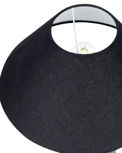 Candeeiro De Mesa Em Ceramica Azul Escuro E Preto 60 Cm Matina