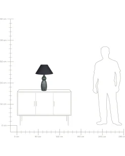 Candeeiro De Mesa Em Ceramica Azul Escuro E Preto 60 Cm Matina