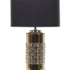 Candeeiro De Mesa Em Ceramica Dourado E Preto 48 Cm Cimarron