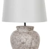 Candeeiro De Mesa Em Ceramica Creme E Branco 47 Cm Mareb