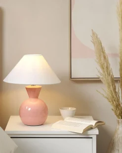 Candeeiro De Mesa Em Ceramica Rosa Ferry
