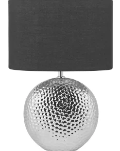 Candeeiro De Mesa Em Ceramica Prateada E Preto 51 Cm Nasva