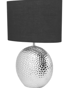 Candeeiro De Mesa Em Ceramica Prateada E Preto 51 Cm Nasva
