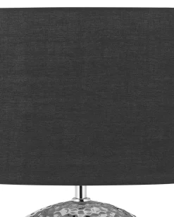 Candeeiro De Mesa Em Ceramica Prateada E Preto 51 Cm Nasva