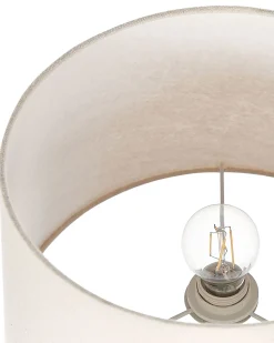 Candeeiro De Mesa Em Ceramica Cinzenta E Creme 56 Cm Yenisei
