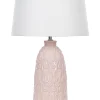 Candeeiro De Mesa Em Ceramica Rosa E Branco 56 Cm Zarima