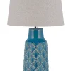 Candeeiro De Mesa Em Ceramica Azul 55 Cm Thaya