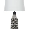 Candeeiro De Mesa Em Ceramica Preto Creme E Branco 68 Cm Shebelle