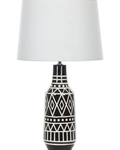 Candeeiro De Mesa Em Ceramica Preto Creme E Branco 68 Cm Shebelle