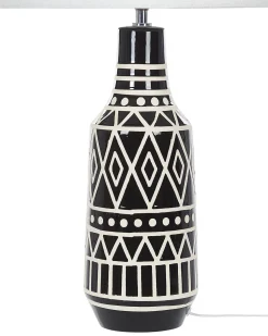 Candeeiro De Mesa Em Ceramica Preto Creme E Branco 68 Cm Shebelle